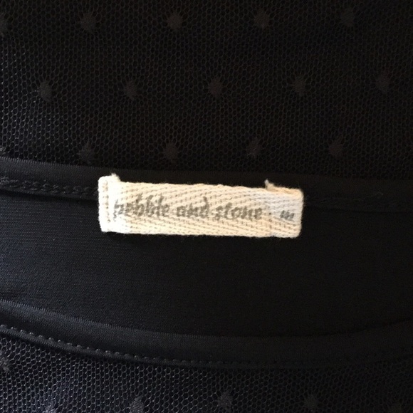 Pebble & Stone | Black Sheer Net Overlay Blouse Polka Dot Fluted Bell Sleeves M - Picture 4 of 6